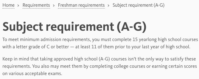 UC系统公布A-G高中选课要求！缺一门都会被脆拒！