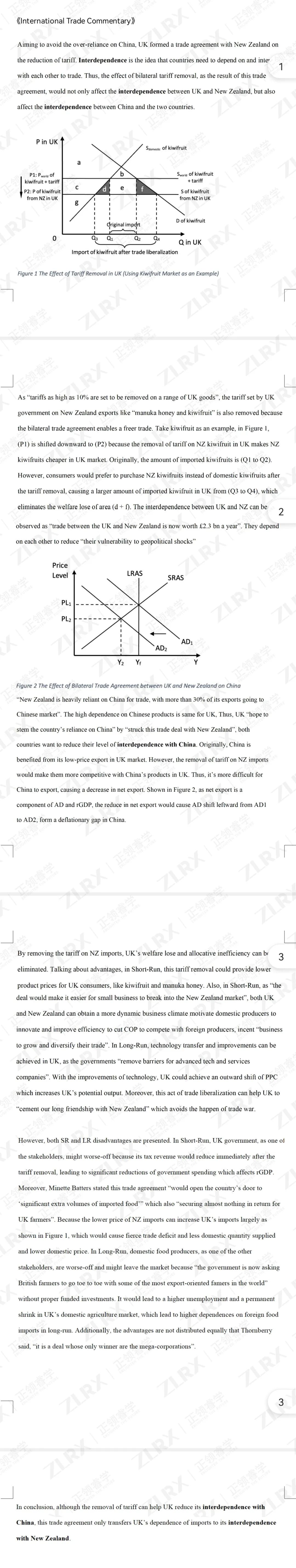 IB经济IA ( Internal Assessment) 满分例文——International Trade篇