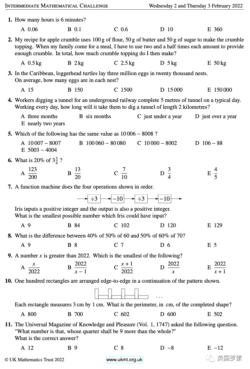 顶级大学申请利器，数学竞赛天花板——2022 UKMT 竞赛题目解析及辅导！