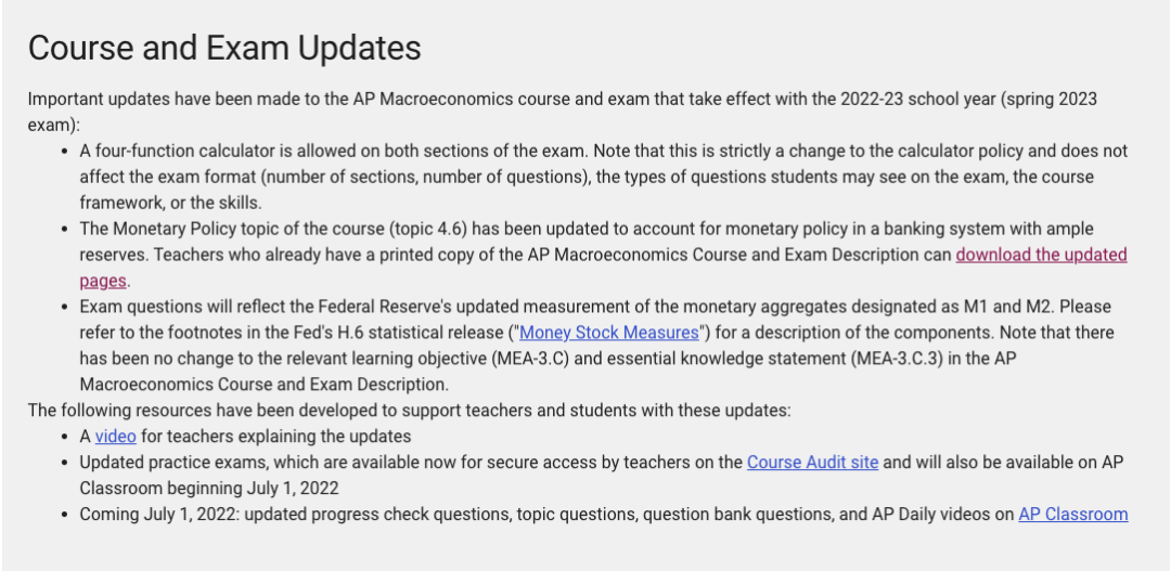 最新！AP宏观经济学考纲&考试要求更新|最快于明年春考生效