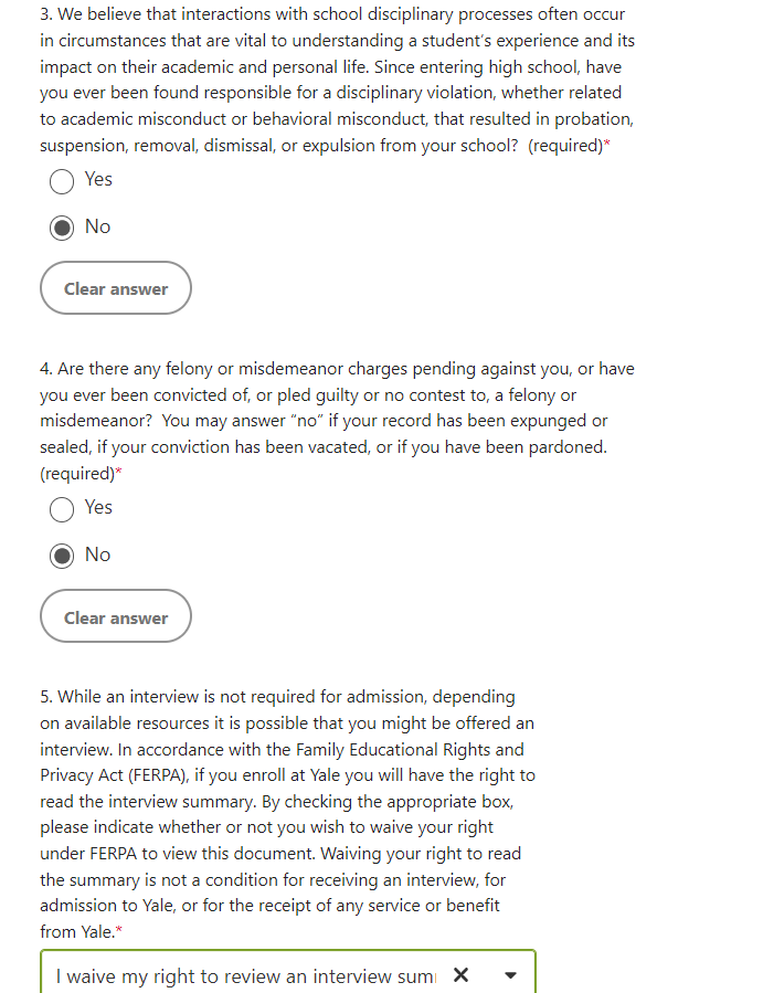 耶鲁今年最后一个准备好网申，看一下耶鲁都问你什么问题了？