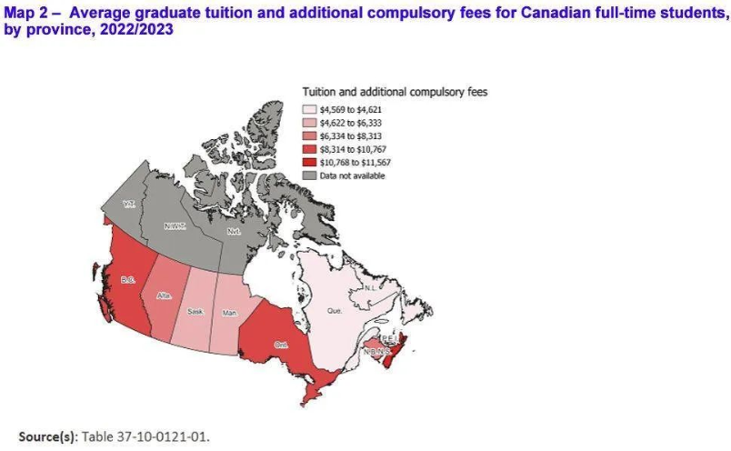 加拿大统计局公布2022/2023学年大学学费报告