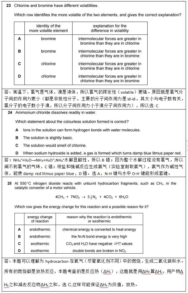 名师课堂 | 2022年CAIE AS化学P1真题卷（二）