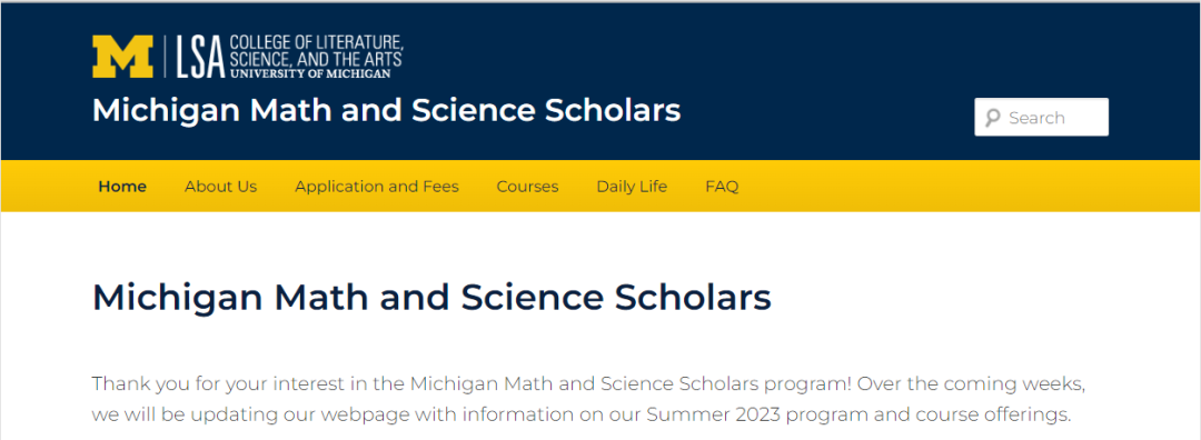 顶级夏校推荐 | 密歇根数学和科学学者项目 Michigan Math and Science Scholars