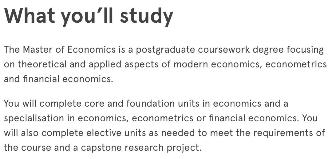 澳洲留学 | 悉尼大学经济学硕士项目Master of Economics