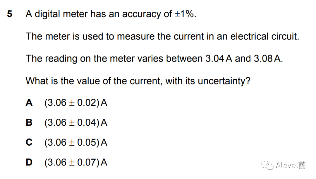 CAIE ALevel物理（9702）易错题分析：uncertainty和percentage uncertainty