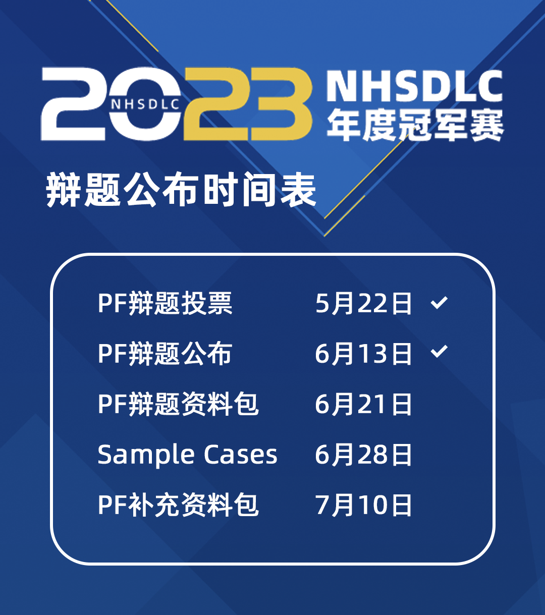 冠军赛｜2023NHSDLC年度冠军赛辩题正式揭晓！