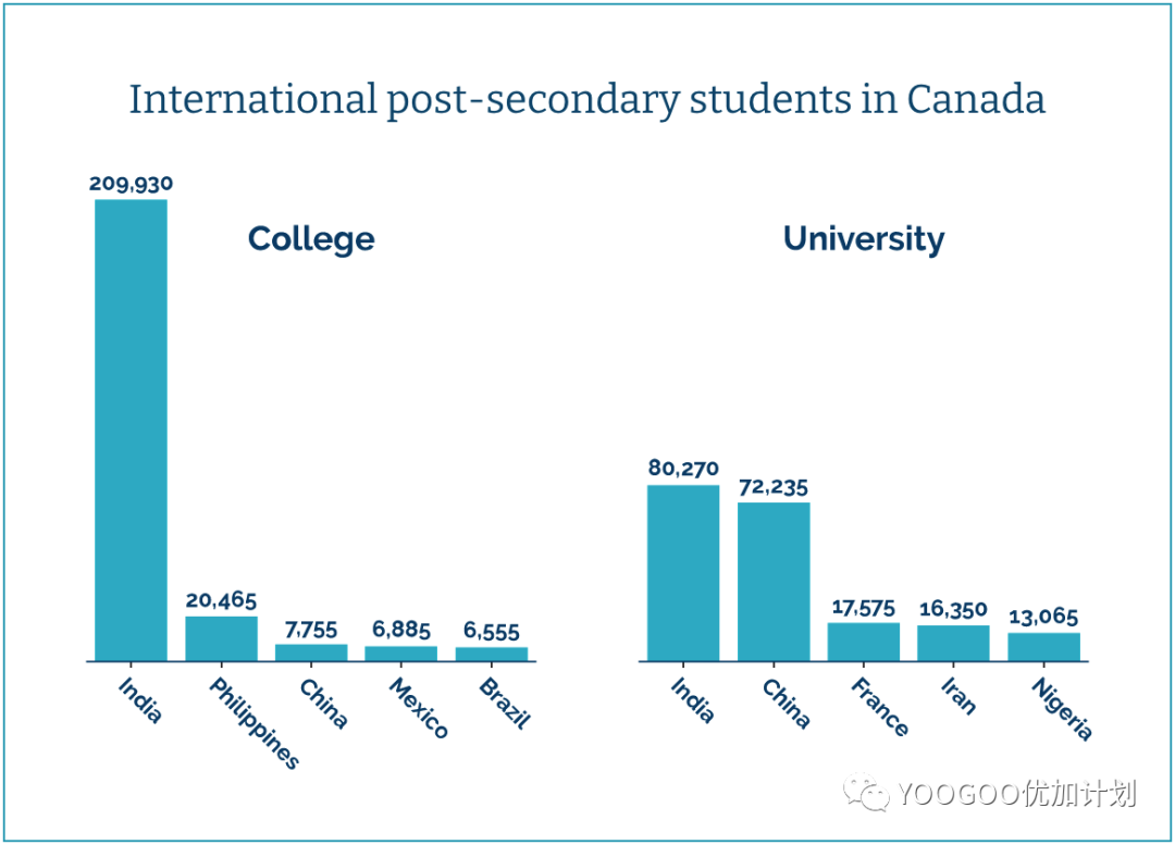 加拿大10万中国留学生，有多少在读大学？
