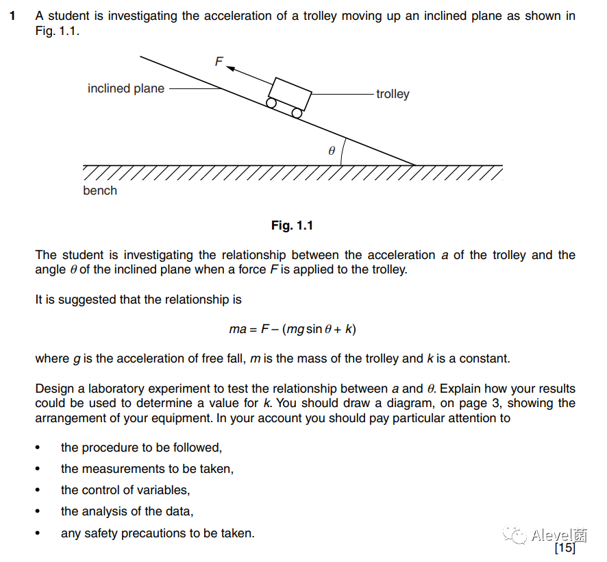 ALevel物理(9702) paper 5评分要点、高分答案解析(Q1)