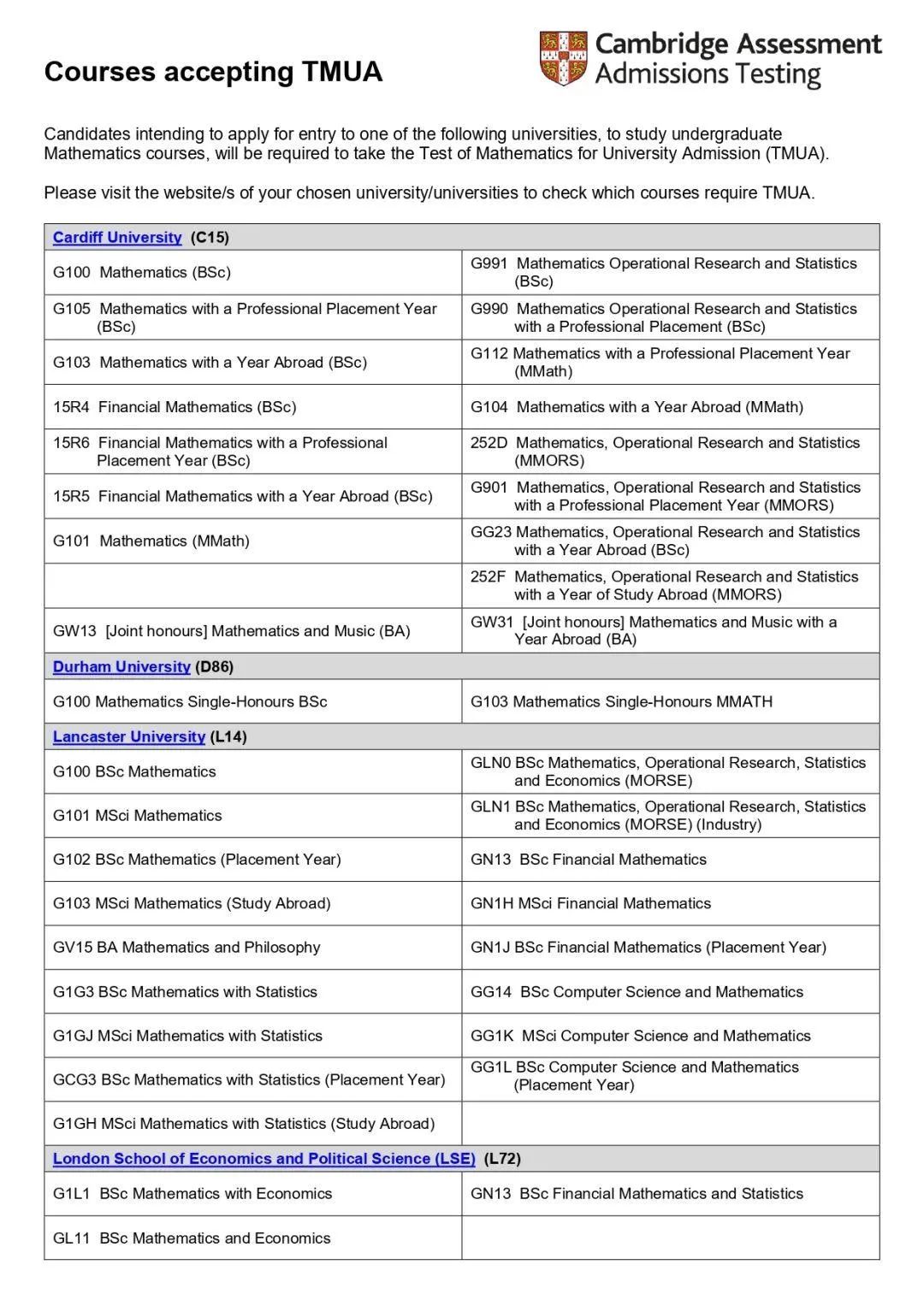 G5数学类附加考试只知道STEP和MAT？炙手可热的TMUA了解一下～