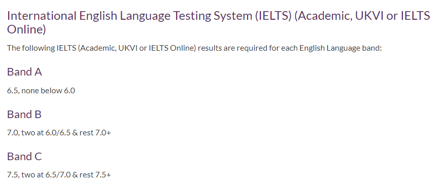 英国qs前100大学最新语言成绩要求（上）