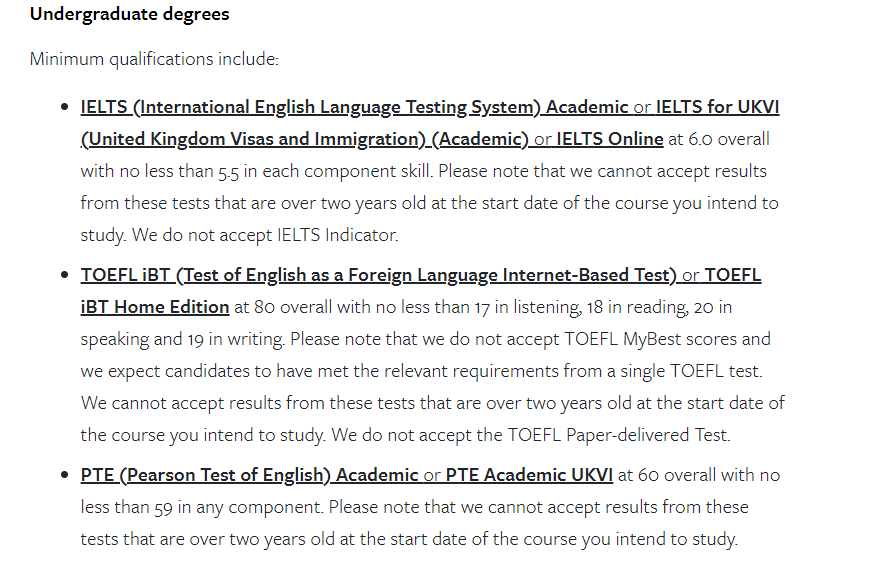 英国qs前100大学最新语言成绩要求（上）