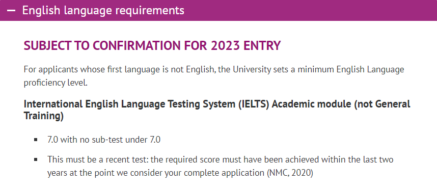 英国qs前100大学最新语言成绩要求（下）