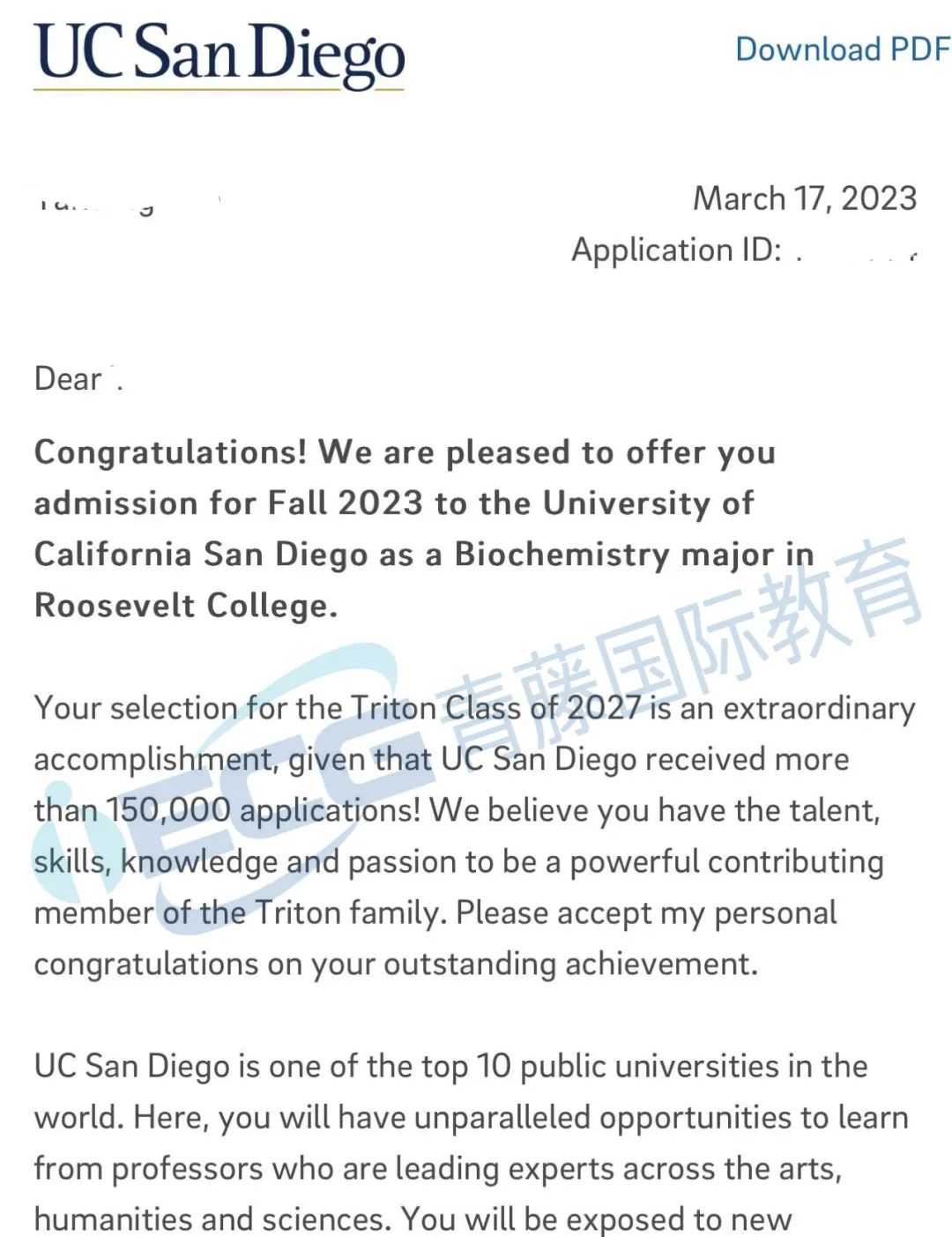 全球TOP9伦敦大学学院化学本硕连读+UCSD生物化学专业双双录取，这个成都女孩有什么魔力？