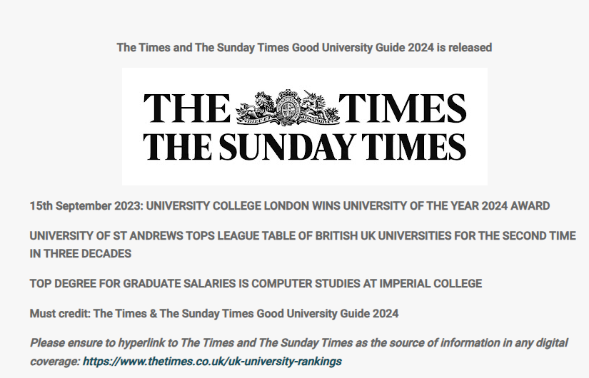 齐了！2024TIMES英国大学排名发布！英本土三大榜单全部出炉！附TOP50对比！