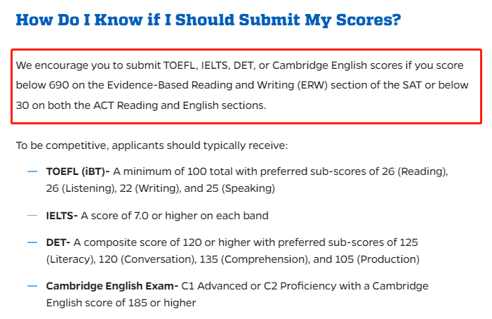 收藏 | 2023-24申请季美国大学语言政策汇总！美国大学的建议分数更高了？