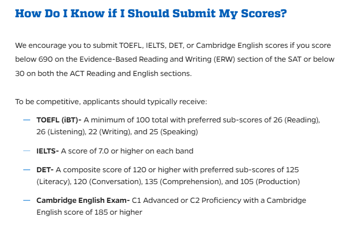 收藏 | 2023-24申请季美国大学语言政策汇总！美国大学的建议分数更高了？