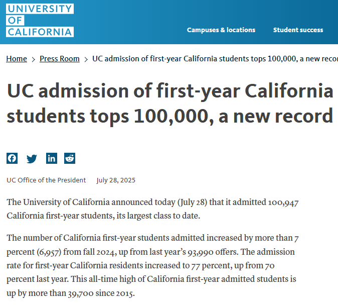 UC九校集体扩招!美本录取率要触底反弹? UC九校集体扩招!美本录取率要触底反弹?