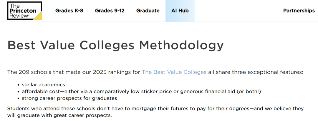 《普林斯顿评论》官方发布2025全美最具价值大学排名 《普林斯顿评论》官方发布2025全美最具价值大学排名