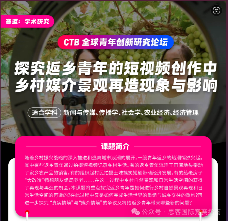 CTB竞赛全面解读！CTB竞赛课题应该怎么选？附CTB竞赛培训辅导