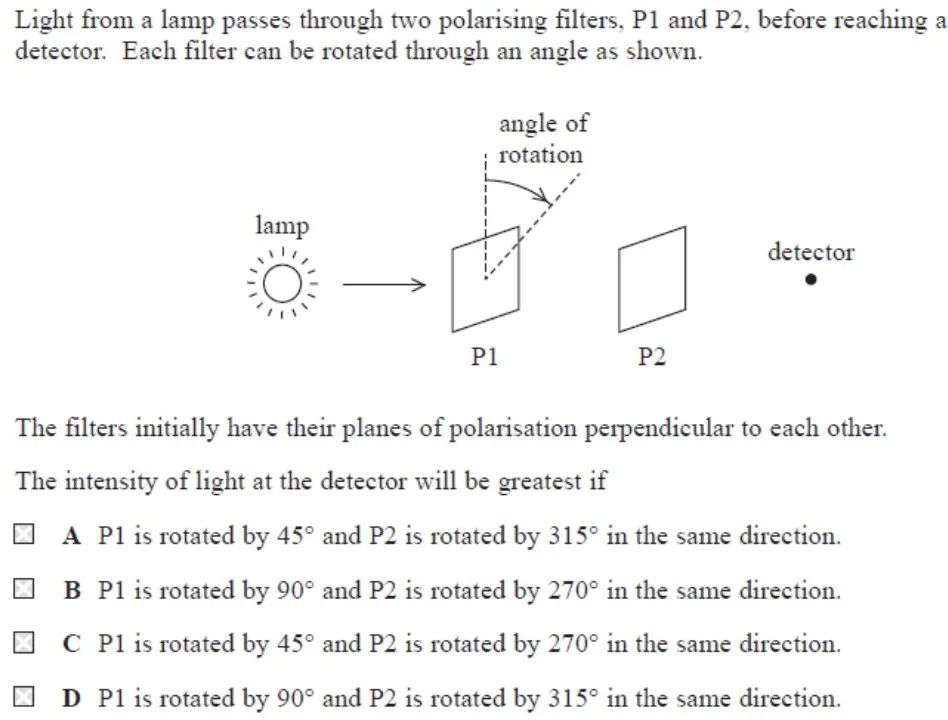 Alevel-CIE-AS-物理考前自测：polarization 偏振