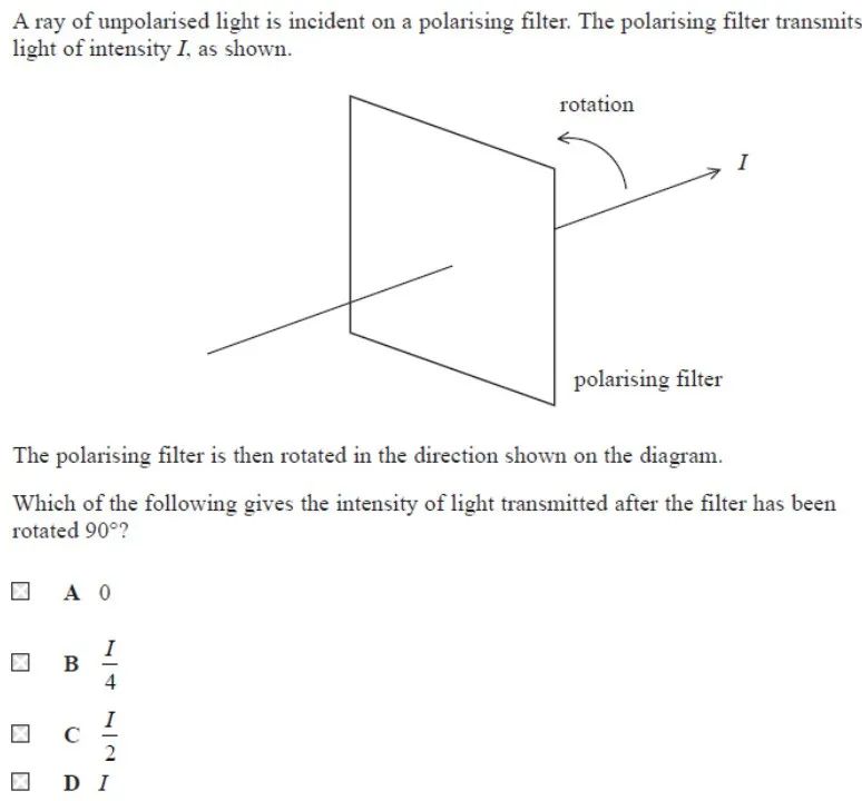 Alevel-CIE-AS-物理考前自测：polarization 偏振