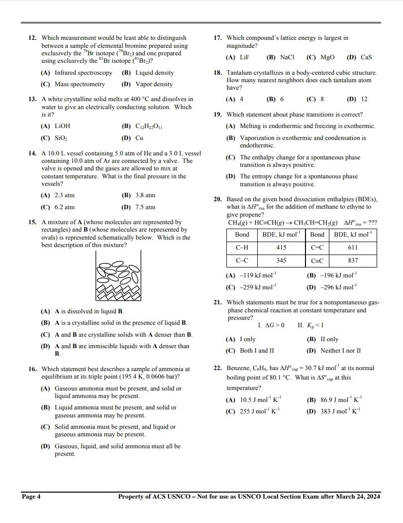 USNCO/UKChO/CCC，2025赛季准备中！生化专业必备！