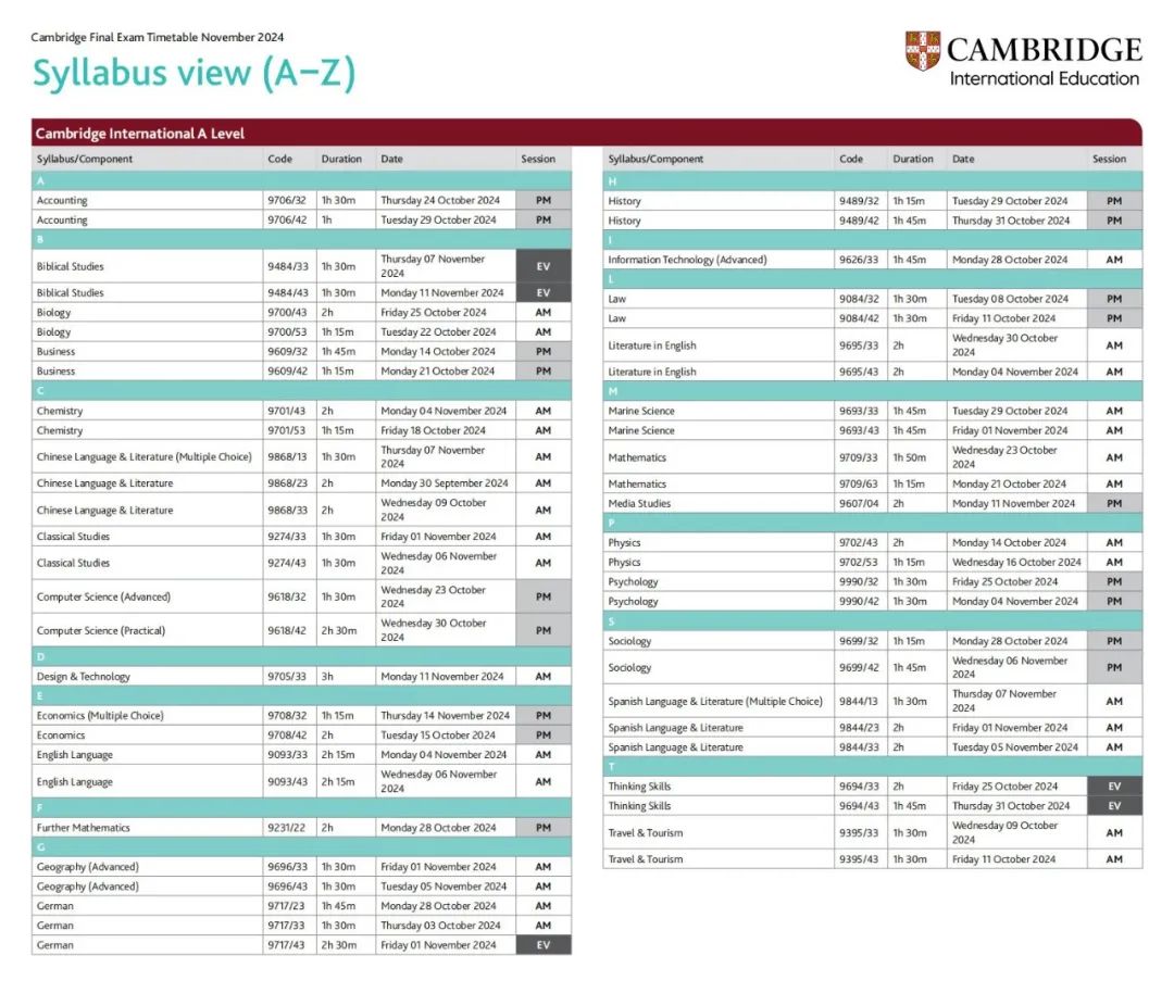 超全汇总！IGCSE&A Level 三大考局最新考试时间来啦~