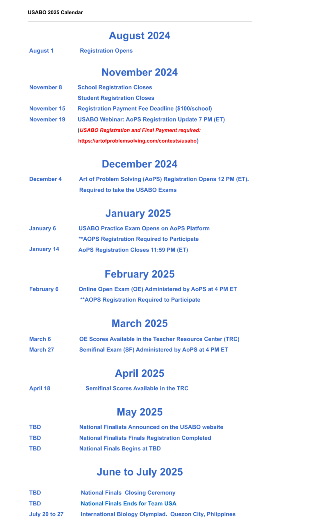 2025年BBO/USABO竞赛报名考试时间/考试内容详解~