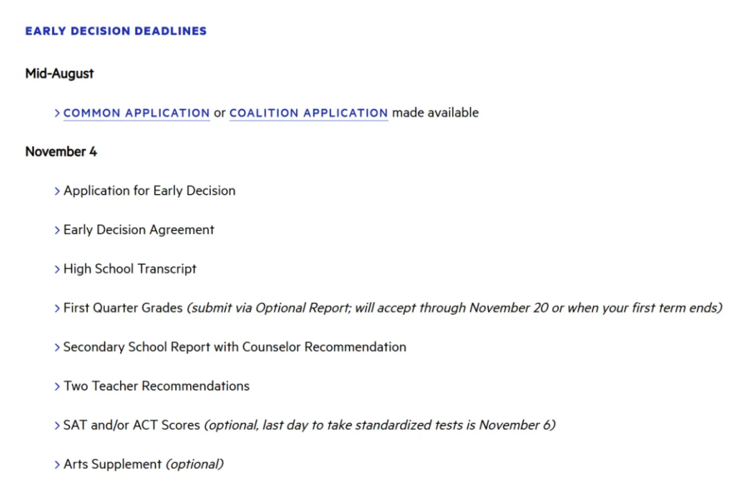 美国Top 30高校申请截止日期指南