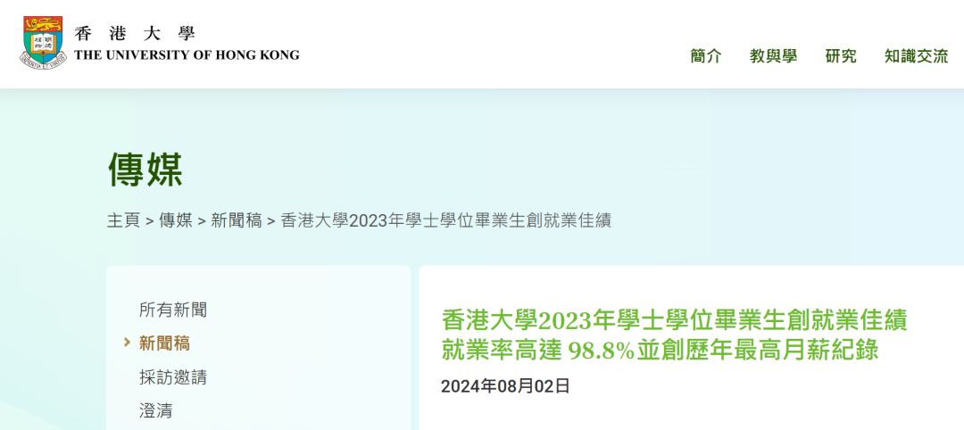 港大毕业生最新就业报告发布！就业率98.8%，平均月薪约3.2万港币