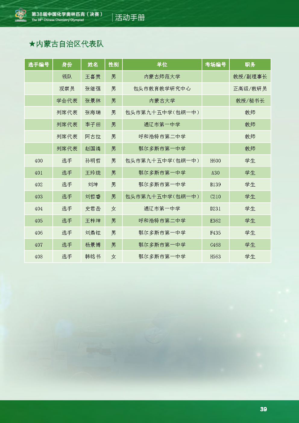 第38届中国化学奥林匹克决赛现场：选手状态饱满，报到有条不紊！