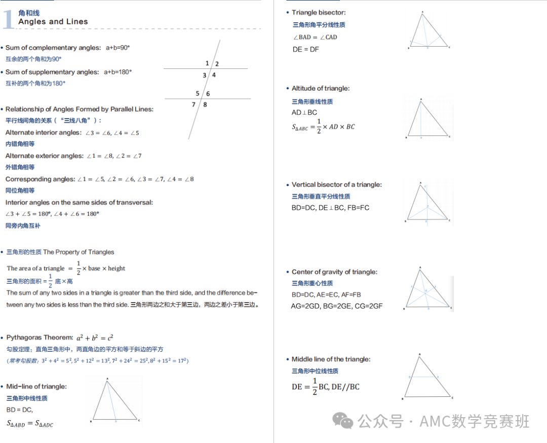 AMC8竞赛必备公式分享：代数/几何/计数/数论，80+条amc8公式精华免费领取下载！