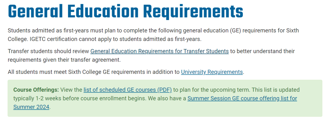 留学资讯 | UCSD八所学院通识教育GE要求详解