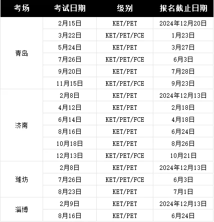 2025年全国剑桥KET/PET/FCE考试时间汇总！附KET/PET培训课程