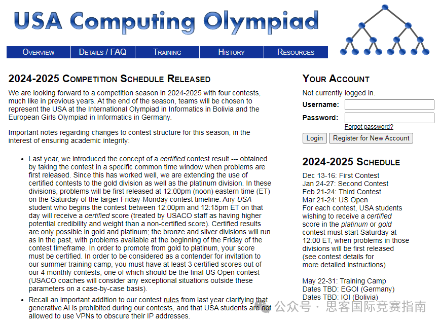 2024-2025赛季USACO美国计算机竞赛时间公布！附USACO真题集！