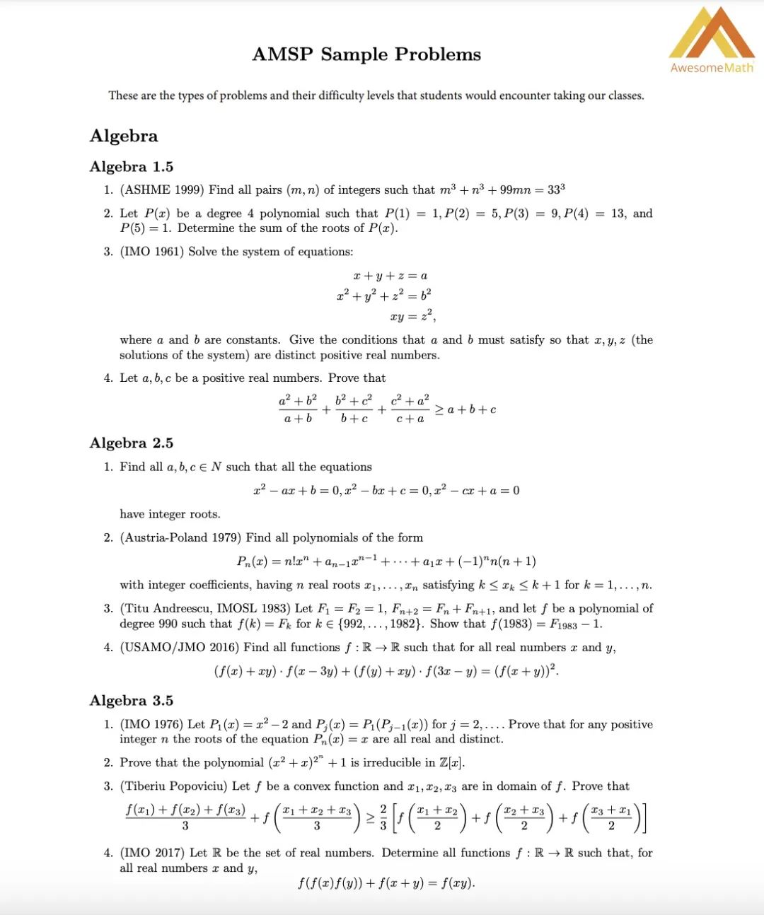 【数学夏校】AwesomeMath神奇数学营12月15日开放申请！附申请流程