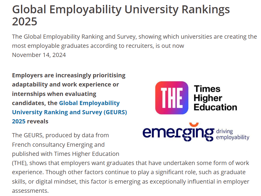 2025泰晤士全球大学就业力排名发布！英国大学表现亮眼 毕业生就业力超强！