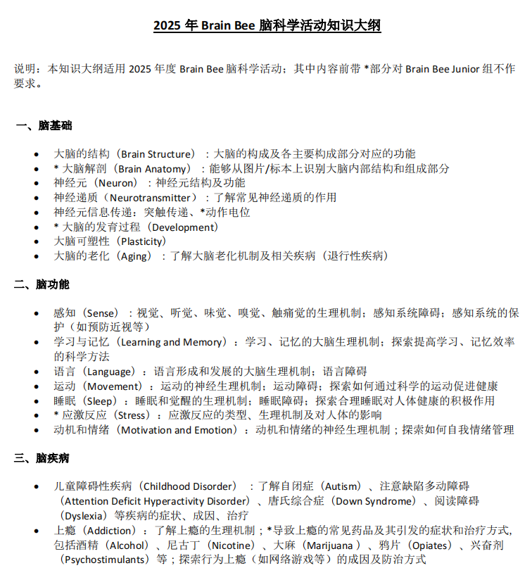 2025BrainBee脑科学活动报名马上截止！基地学校同学不要错过报名！