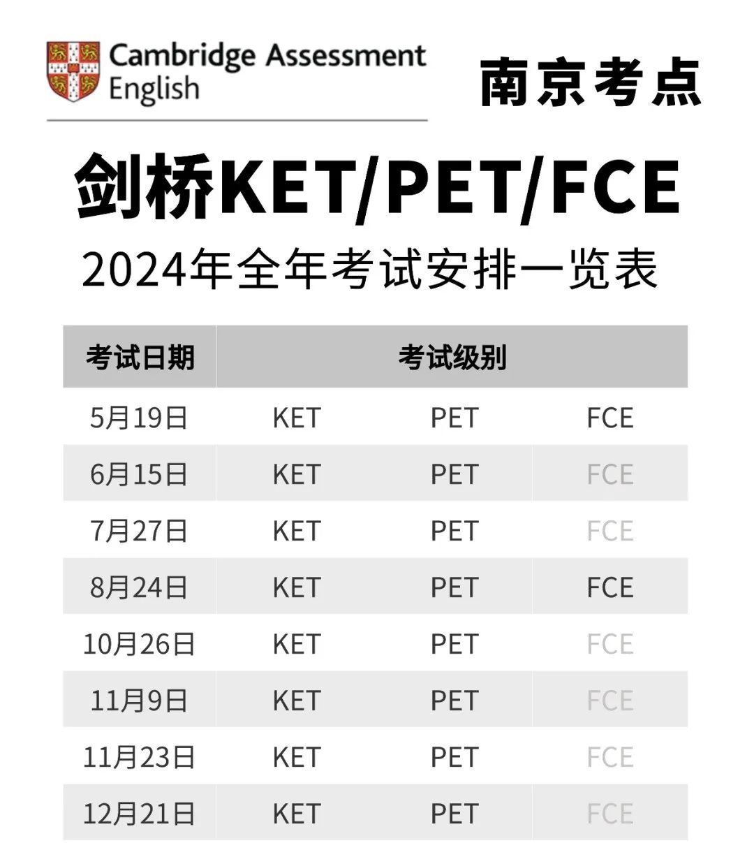 2025年南京pet/ket全年考试场次 南京线下PET/KET课程安排