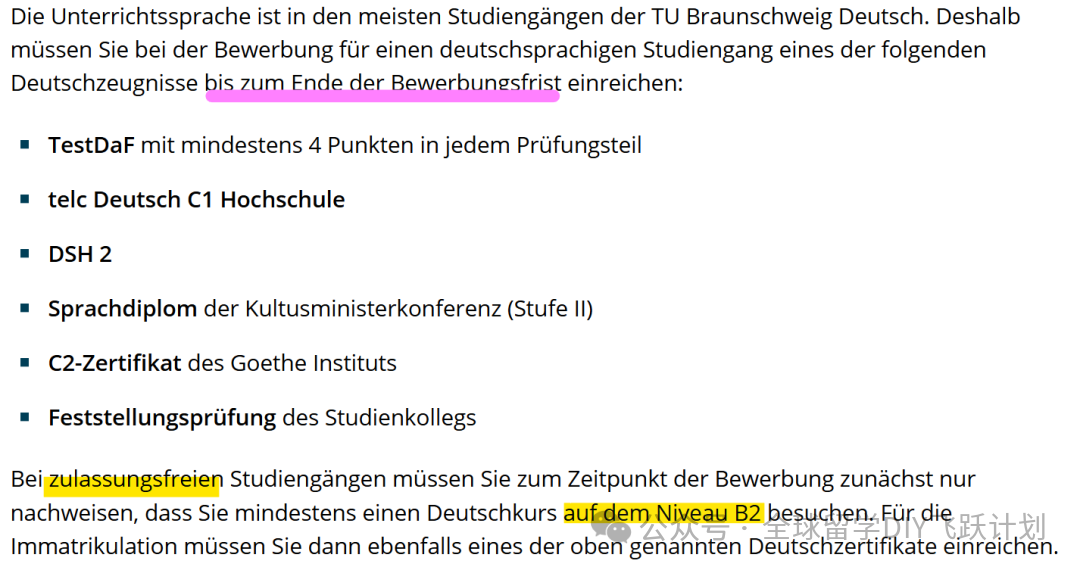 德国TU-9语言条件录取的最新概况