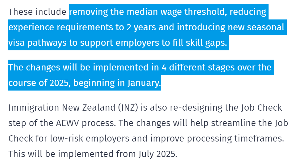 新西兰认证雇主工签重大改革：取消工资中位数门槛，工作经验要求降至2年！