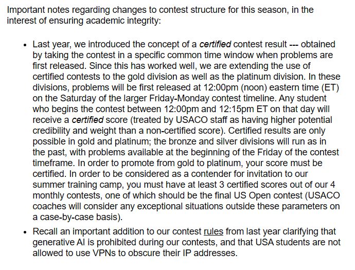 本周开赛！USACO竞赛新规则速看！附12月赛分数线分析