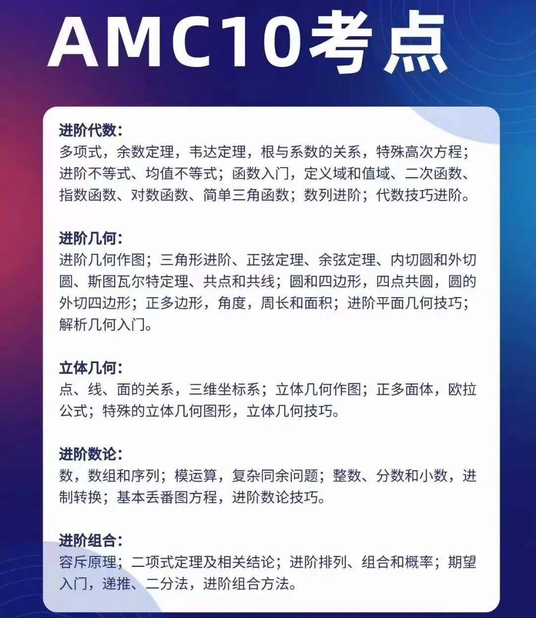 AMC10考点知识点汇总