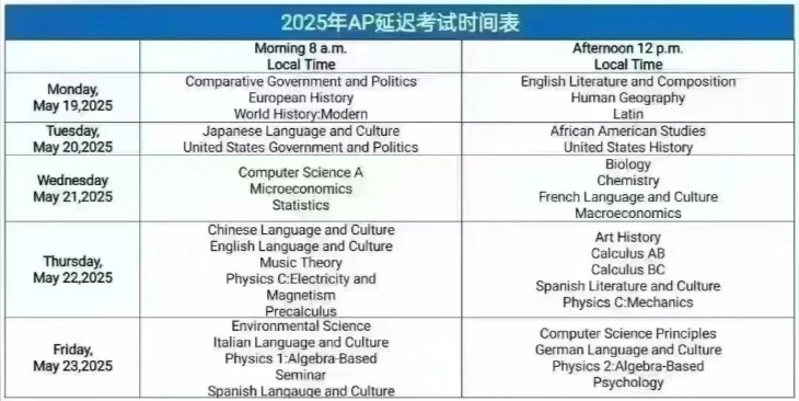 2025年AP大考超全考试时间一览~最新考纲调整！附AP全辅导~