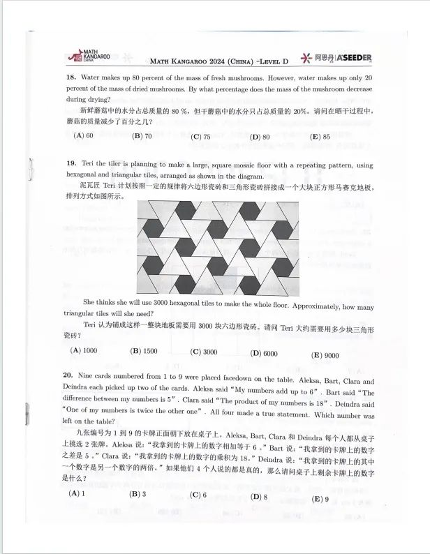 2024年袋鼠数学竞赛真题答案解析PDF（含袋鼠历年真题）