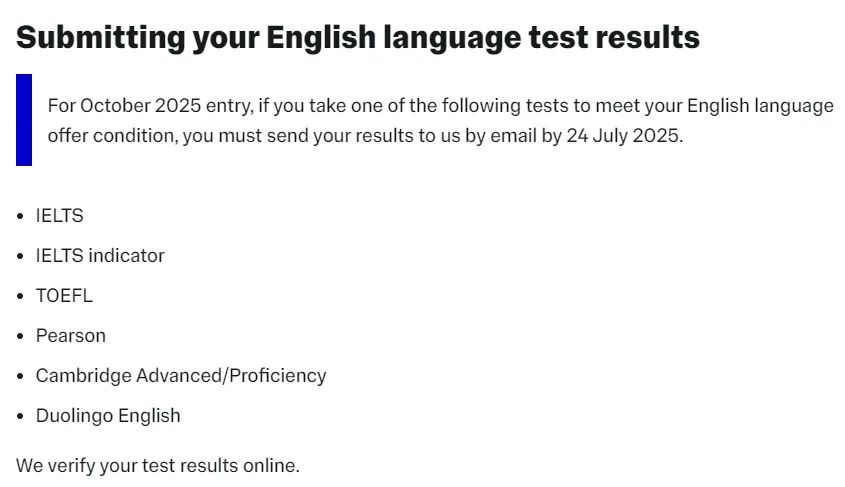 拿到offer却过不了语言坎！2025英国TOP50院校申请雅思成绩要求及提交时间