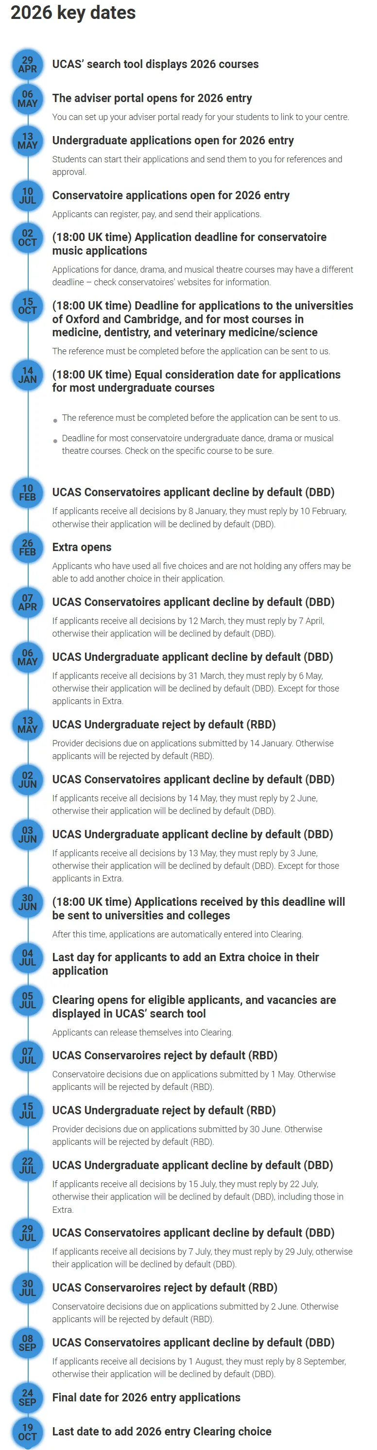 UCAS公布2026英本申请时间轴