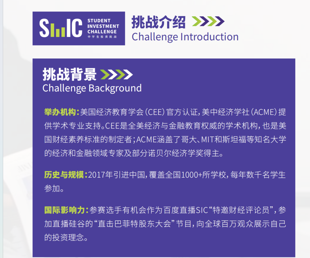 2025年SIC(Student Investment Challenge)中学生投资挑战春季赛