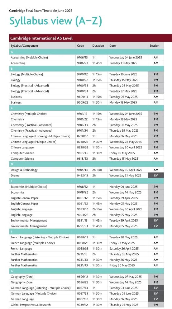 2025年三大考试局A-Level夏季大考时间表！